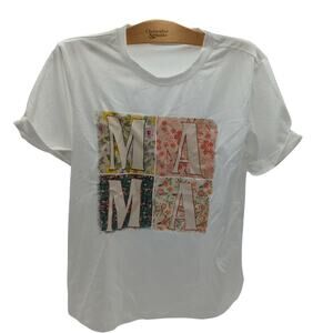 S White MAMA Floral Graphic Tee